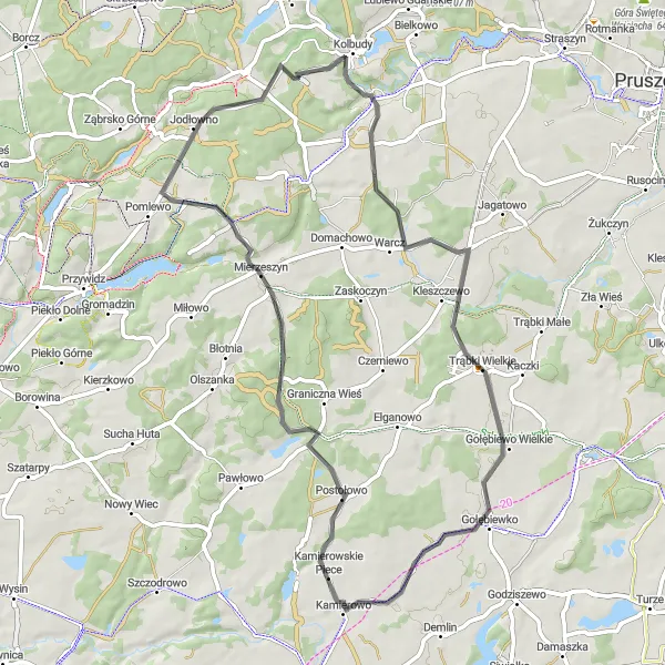 Miniatura mapy "Przejażdżka Rowerowa do Jodłowna" - trasy rowerowej w Pomorskie, Poland. Wygenerowane przez planer tras rowerowych Tarmacs.app