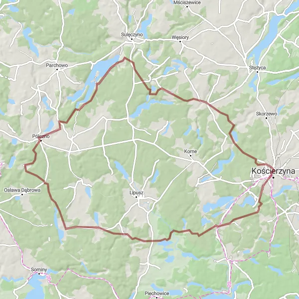 Miniatura mapy "Trasa Lizaki - Jezioro Mausz" - trasy rowerowej w Pomorskie, Poland. Wygenerowane przez planer tras rowerowych Tarmacs.app