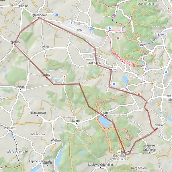 Map miniature of "Bursztynowa Góra Loop" cycling inspiration in Pomorskie, Poland. Generated by Tarmacs.app cycling route planner