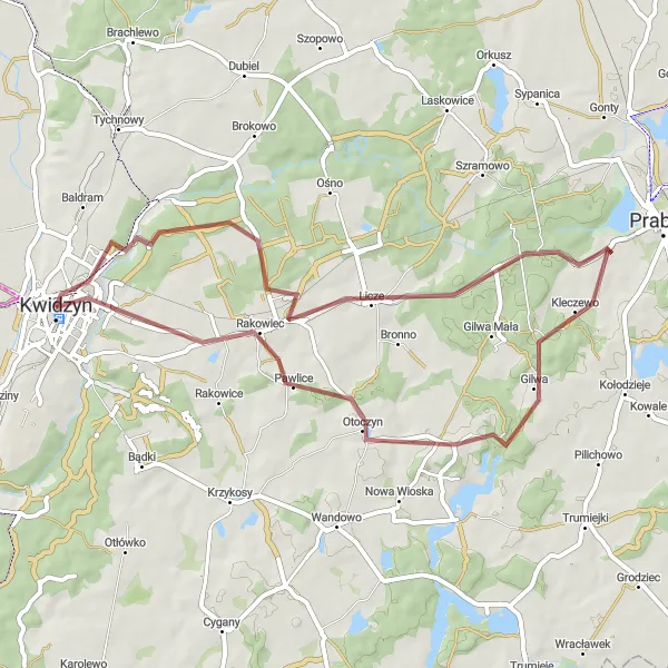 Miniatura mapy "Trasa Gravelowa Licze-Gilwa-Rakowiec" - trasy rowerowej w Pomorskie, Poland. Wygenerowane przez planer tras rowerowych Tarmacs.app