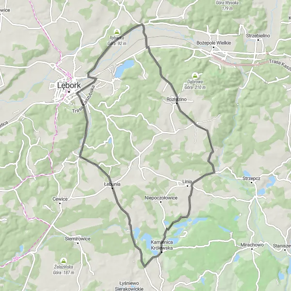 Miniatura mapy "Trasa przez Kamienicki Młyn" - trasy rowerowej w Pomorskie, Poland. Wygenerowane przez planer tras rowerowych Tarmacs.app