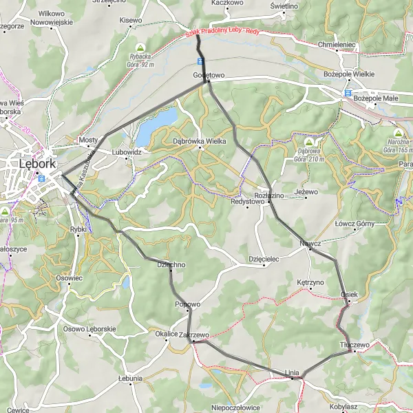 Miniatura mapy "Trasa rowerowa Łęczyce - Łęczyce (alternatywna)" - trasy rowerowej w Pomorskie, Poland. Wygenerowane przez planer tras rowerowych Tarmacs.app