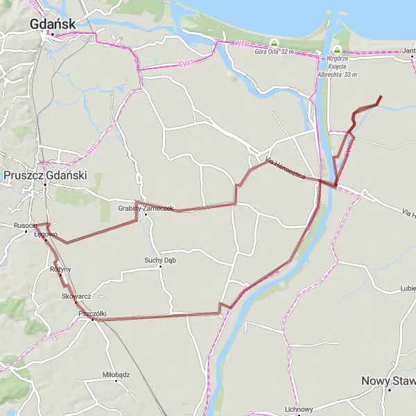 Miniatura mapy "Trasa z Cedrów Wielkich do Łęgowa" - trasy rowerowej w Pomorskie, Poland. Wygenerowane przez planer tras rowerowych Tarmacs.app