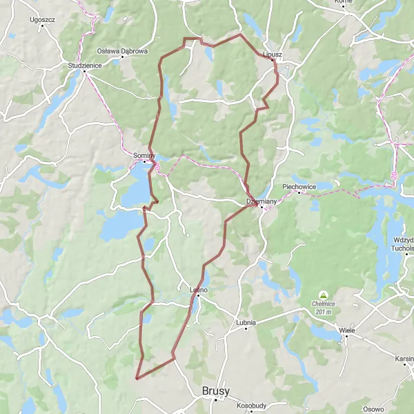 Miniatura mapy "Trasa wśród kaszubskich krajobrazów" - trasy rowerowej w Pomorskie, Poland. Wygenerowane przez planer tras rowerowych Tarmacs.app