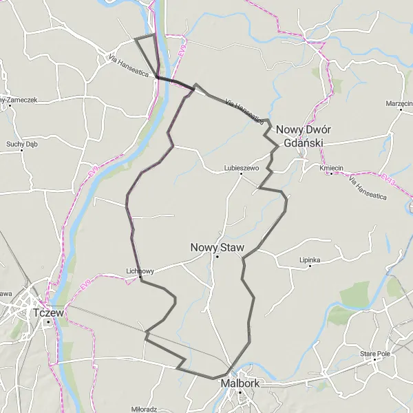 Map miniature of "The Symbiotic Road" cycling inspiration in Pomorskie, Poland. Generated by Tarmacs.app cycling route planner