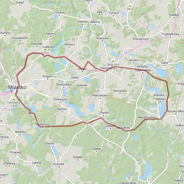 Miniatura mapy "Trasa Gravelowa do Fichtenbergu" - trasy rowerowej w Pomorskie, Poland. Wygenerowane przez planer tras rowerowych Tarmacs.app