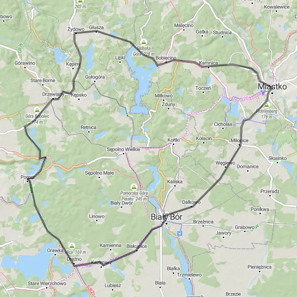 Miniatura mapy "Trasa szosowa do Żydowa" - trasy rowerowej w Pomorskie, Poland. Wygenerowane przez planer tras rowerowych Tarmacs.app