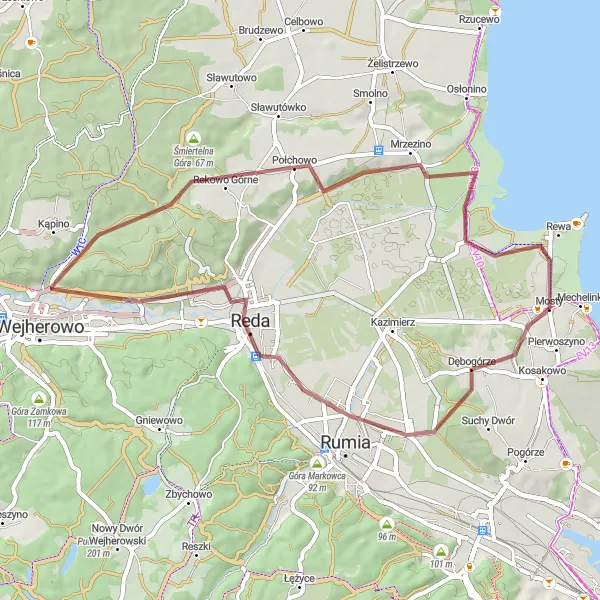 Miniatura mapy "Wyprawa Gravelowa z Pomorskimi Widokami" - trasy rowerowej w Pomorskie, Poland. Wygenerowane przez planer tras rowerowych Tarmacs.app