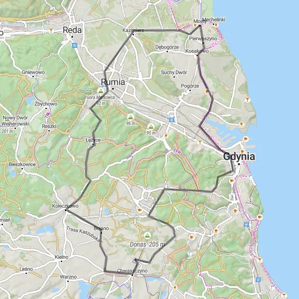 Miniatura mapy "Trasa rowerowa wokół Pomorskiego Wybrzeża" - trasy rowerowej w Pomorskie, Poland. Wygenerowane przez planer tras rowerowych Tarmacs.app