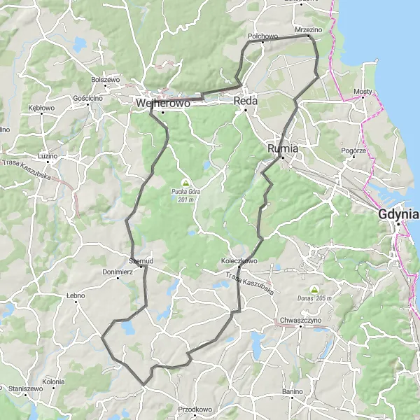 Miniatura mapy "Trasa do Szemudu przez Górę Markowca" - trasy rowerowej w Pomorskie, Poland. Wygenerowane przez planer tras rowerowych Tarmacs.app