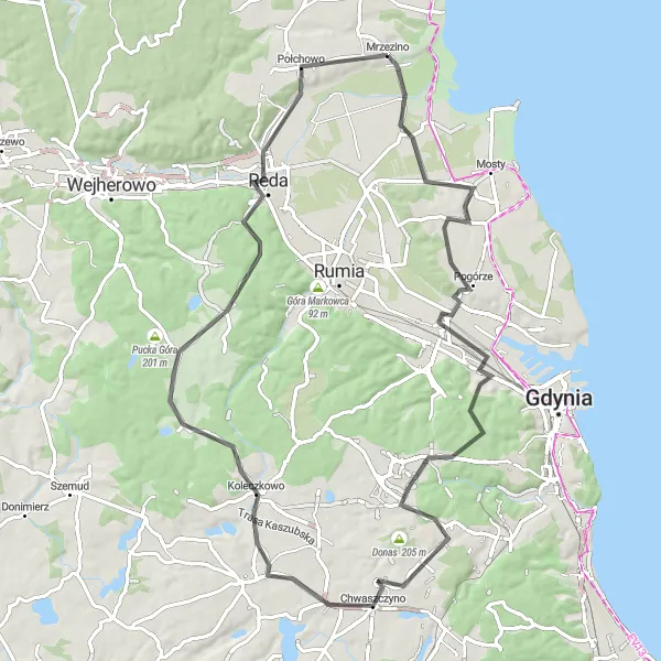 Miniatura mapy "Trasa Krzyżowa Góra" - trasy rowerowej w Pomorskie, Poland. Wygenerowane przez planer tras rowerowych Tarmacs.app