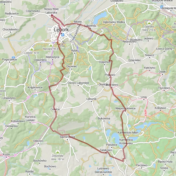 Miniatura mapy "Szlak Gravelowy przez Czartoryję" - trasy rowerowej w Pomorskie, Poland. Wygenerowane przez planer tras rowerowych Tarmacs.app