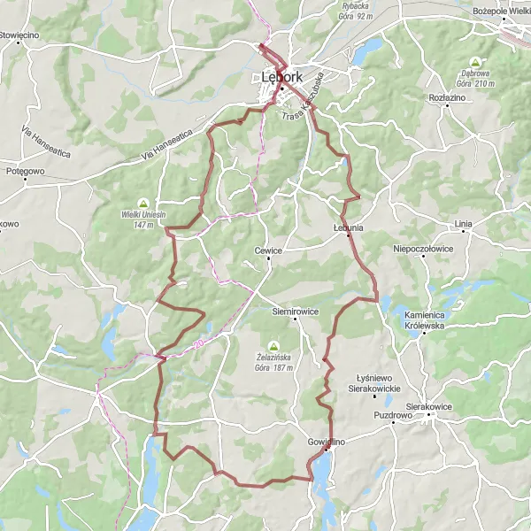 Miniatura mapy "Wyprawa do Lemany i Leśnic" - trasy rowerowej w Pomorskie, Poland. Wygenerowane przez planer tras rowerowych Tarmacs.app