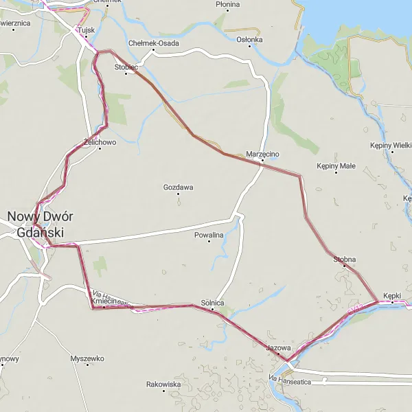 Miniatura mapy "Szlak Marzęcino-Jazowa" - trasy rowerowej w Pomorskie, Poland. Wygenerowane przez planer tras rowerowych Tarmacs.app
