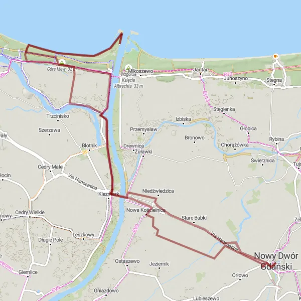 Map miniature of "Coastal Delight" cycling inspiration in Pomorskie, Poland. Generated by Tarmacs.app cycling route planner