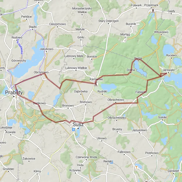 Miniatura mapy "Trasa Przez Susz i Kamieniec" - trasy rowerowej w Pomorskie, Poland. Wygenerowane przez planer tras rowerowych Tarmacs.app