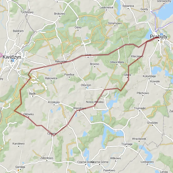 Miniatura mapy "Trasa Przez Gilwę i Dankowo" - trasy rowerowej w Pomorskie, Poland. Wygenerowane przez planer tras rowerowych Tarmacs.app
