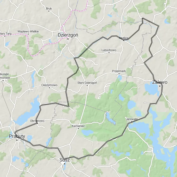 Miniatura mapy "Szlak przez Górki i Jezioro" - trasy rowerowej w Pomorskie, Poland. Wygenerowane przez planer tras rowerowych Tarmacs.app
