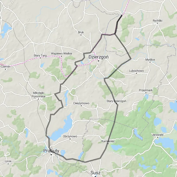 Miniatura mapy "Wycieczka do Starego Dzierzgonia" - trasy rowerowej w Pomorskie, Poland. Wygenerowane przez planer tras rowerowych Tarmacs.app
