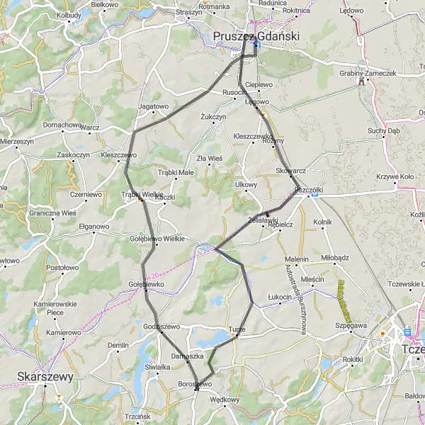 Map miniature of "Gdański Przemysłowy" cycling inspiration in Pomorskie, Poland. Generated by Tarmacs.app cycling route planner