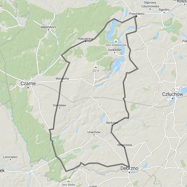 Miniatura mapy "Trasa Pojezierza Przechlewskiego" - trasy rowerowej w Pomorskie, Poland. Wygenerowane przez planer tras rowerowych Tarmacs.app