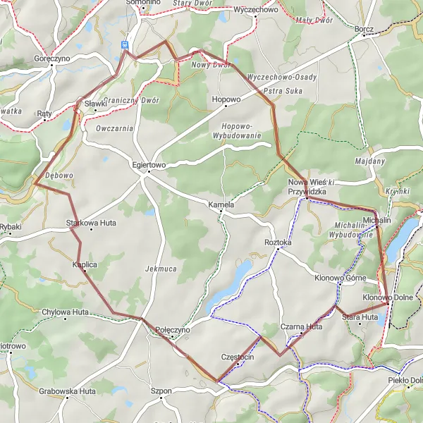 Miniatura mapy "Trasa przez Połęczyno i Sławki" - trasy rowerowej w Pomorskie, Poland. Wygenerowane przez planer tras rowerowych Tarmacs.app