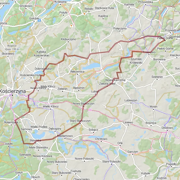 Miniatura mapy "Trasa Poganic do Grabowo Kościerskie" - trasy rowerowej w Pomorskie, Poland. Wygenerowane przez planer tras rowerowych Tarmacs.app