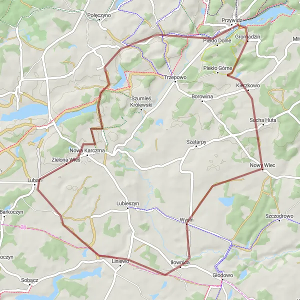 Miniatura mapy "Trasa przez Liniewo i Luban" - trasy rowerowej w Pomorskie, Poland. Wygenerowane przez planer tras rowerowych Tarmacs.app