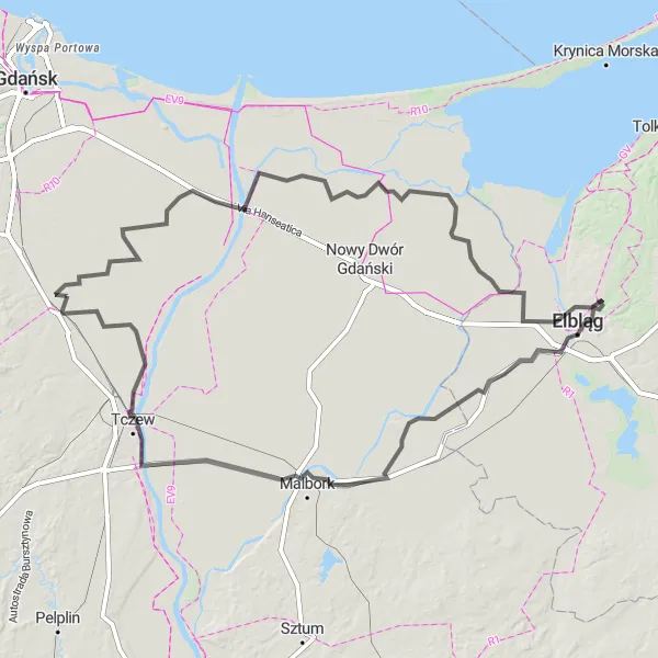 Miniatura mapy "Zamek i Wzgórza Trasy Północnej" - trasy rowerowej w Pomorskie, Poland. Wygenerowane przez planer tras rowerowych Tarmacs.app