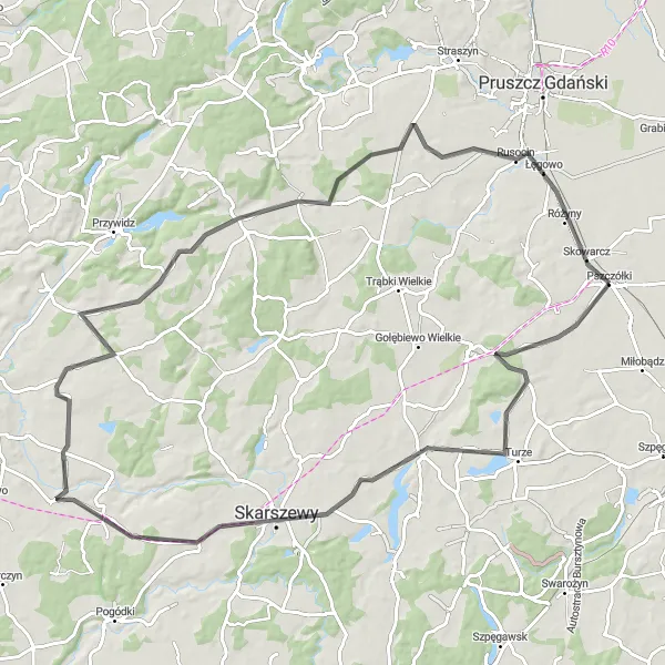 Miniatura mapy "Pejzaże Rębielczy" - trasy rowerowej w Pomorskie, Poland. Wygenerowane przez planer tras rowerowych Tarmacs.app