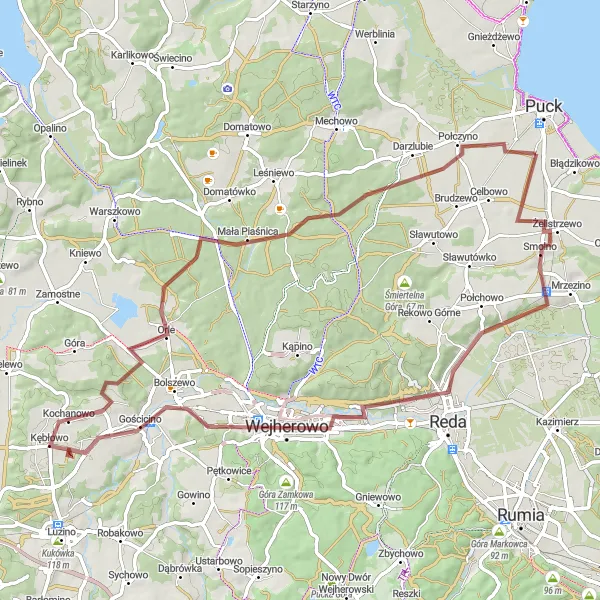 Miniatura mapy "Trasa Gravelowa przez Połchowo i Gościcińską Górę" - trasy rowerowej w Pomorskie, Poland. Wygenerowane przez planer tras rowerowych Tarmacs.app