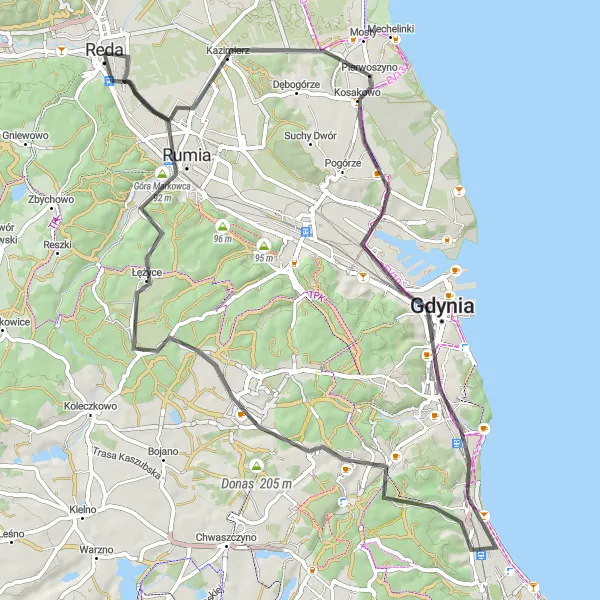 Miniatura mapy "Szlak rowerowy przez Gdynię i Rumię" - trasy rowerowej w Pomorskie, Poland. Wygenerowane przez planer tras rowerowych Tarmacs.app