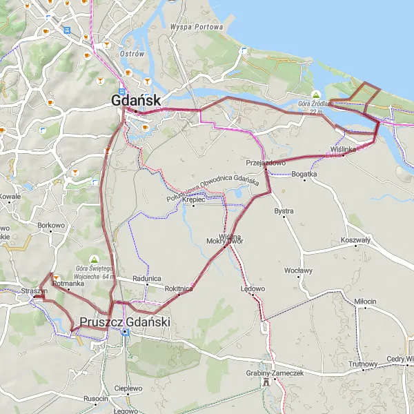 Miniatura mapy "Trasa szutrowa Straszyn - Juszkowo" - trasy rowerowej w Pomorskie, Poland. Wygenerowane przez planer tras rowerowych Tarmacs.app