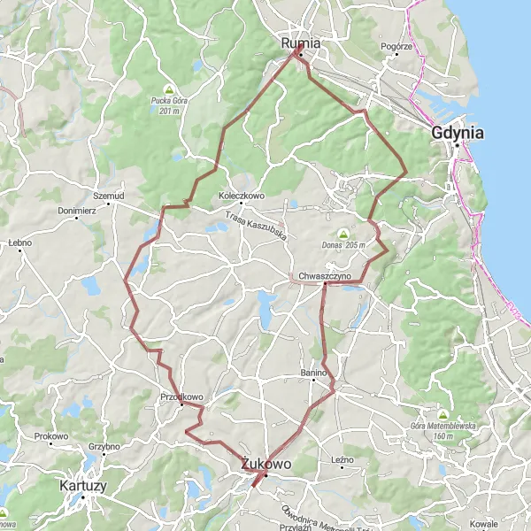 Miniatura mapy "Wyprawa przez Pustki Cisowskie" - trasy rowerowej w Pomorskie, Poland. Wygenerowane przez planer tras rowerowych Tarmacs.app