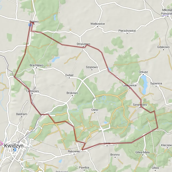 Miniatura mapy "Przejażdżka przez Licze i Jałowiec" - trasy rowerowej w Pomorskie, Poland. Wygenerowane przez planer tras rowerowych Tarmacs.app