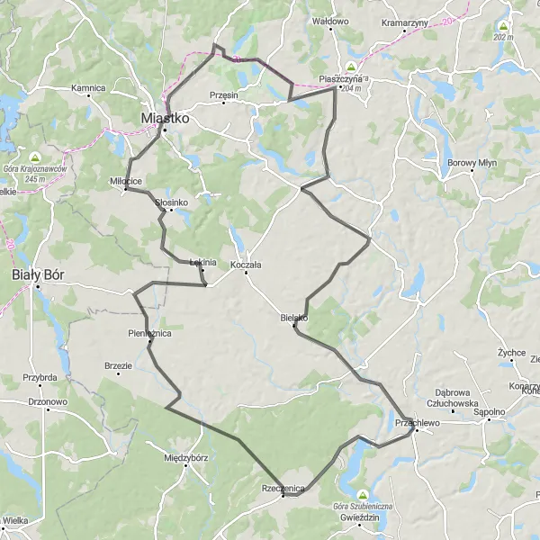 Map miniature of "Miastko Challenge" cycling inspiration in Pomorskie, Poland. Generated by Tarmacs.app cycling route planner