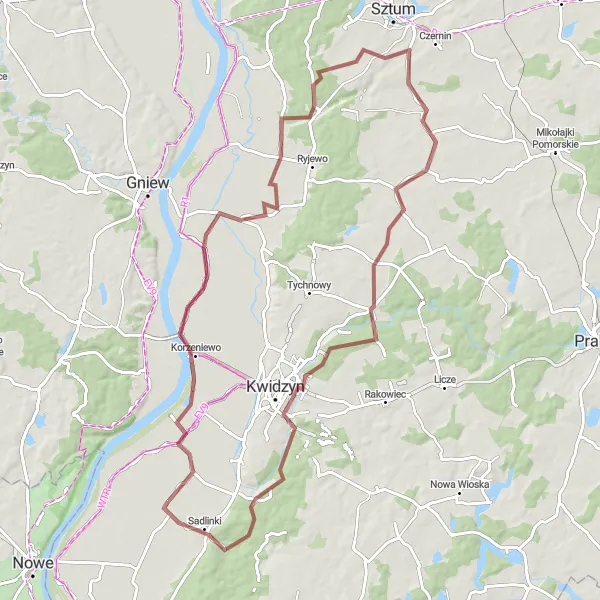 Miniatura mapy "Trasa szutrowa do Postolina i Dubla" - trasy rowerowej w Pomorskie, Poland. Wygenerowane przez planer tras rowerowych Tarmacs.app