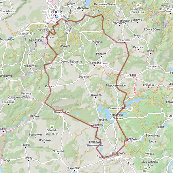 Miniatura mapy "Trasa przez Puzdrowo i Lubowidz" - trasy rowerowej w Pomorskie, Poland. Wygenerowane przez planer tras rowerowych Tarmacs.app