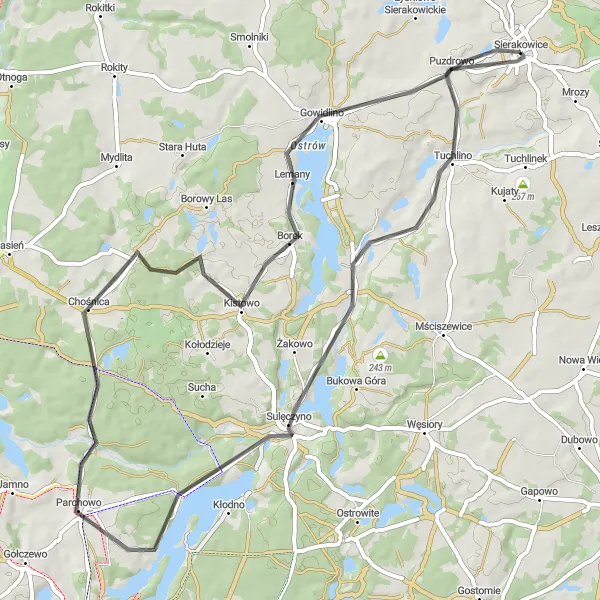 Miniatura mapy "Trasa przez Podjazy i Lemany" - trasy rowerowej w Pomorskie, Poland. Wygenerowane przez planer tras rowerowych Tarmacs.app