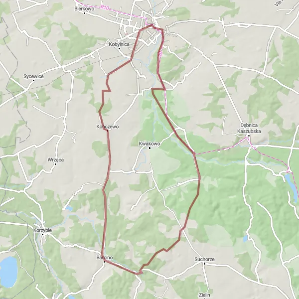 Miniatura mapy "Trasa przez lasy Pomorza" - trasy rowerowej w Pomorskie, Poland. Wygenerowane przez planer tras rowerowych Tarmacs.app