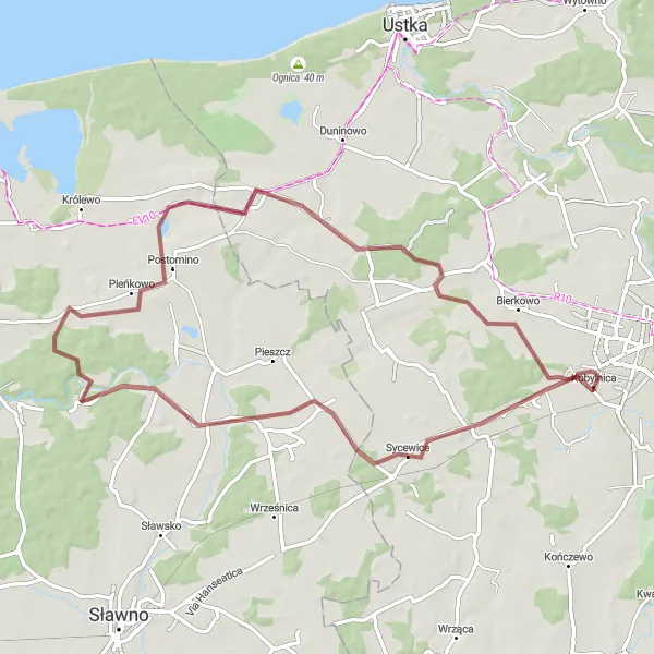 Miniatura mapy "Trasa rowerowa przez Sycewice i Nosalin" - trasy rowerowej w Pomorskie, Poland. Wygenerowane przez planer tras rowerowych Tarmacs.app