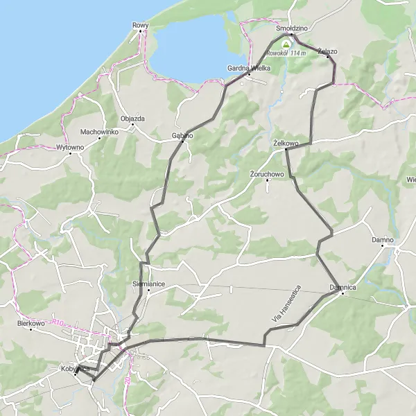 Map miniature of "Słupsk and Coastal Wonders" cycling inspiration in Pomorskie, Poland. Generated by Tarmacs.app cycling route planner