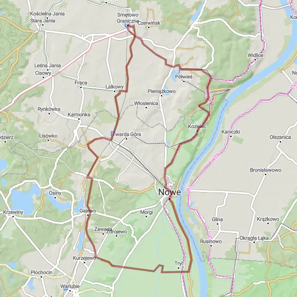 Map miniature of "Ride through Wild Forests and Charming Towns" cycling inspiration in Pomorskie, Poland. Generated by Tarmacs.app cycling route planner