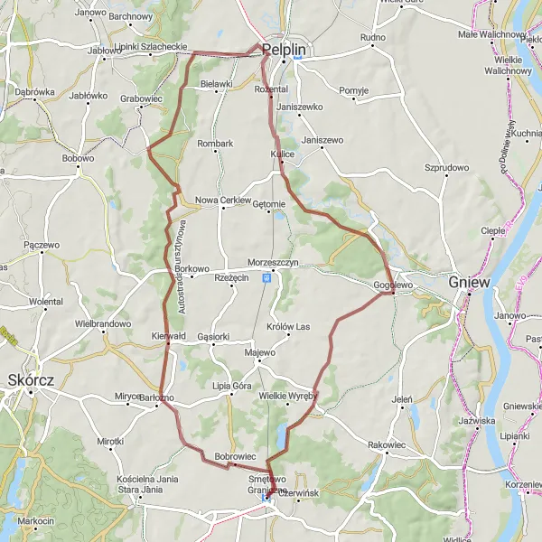 Miniatura mapy "Wyprawa Gravelowa" - trasy rowerowej w Pomorskie, Poland. Wygenerowane przez planer tras rowerowych Tarmacs.app