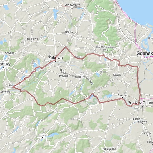 Map miniature of "Juszkowo Gravel Adventure" cycling inspiration in Pomorskie, Poland. Generated by Tarmacs.app cycling route planner