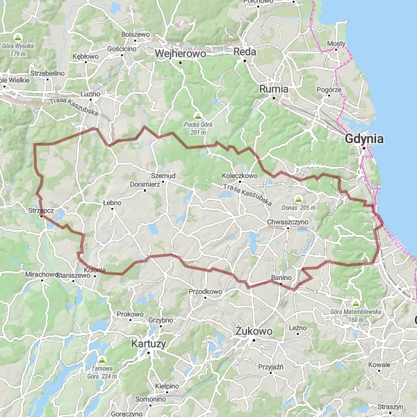 Miniatura mapy "Wycieczka Gravelowa do Gdyni i Oliwy" - trasy rowerowej w Pomorskie, Poland. Wygenerowane przez planer tras rowerowych Tarmacs.app