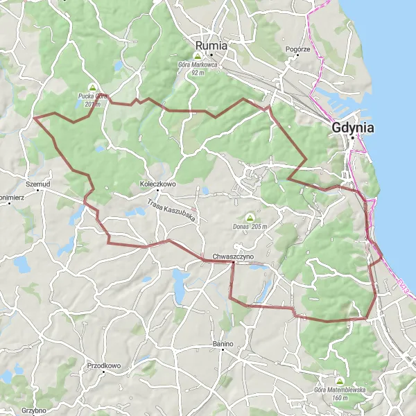 Miniatura mapy "Trasa Sopot - Krzyżowa Góra" - trasy rowerowej w Pomorskie, Poland. Wygenerowane przez planer tras rowerowych Tarmacs.app