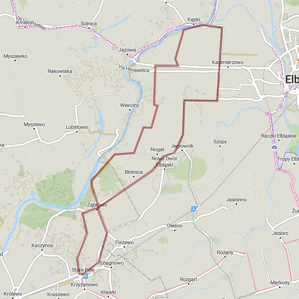 Miniatura mapy "Szlak Przez Pola i Las" - trasy rowerowej w Pomorskie, Poland. Wygenerowane przez planer tras rowerowych Tarmacs.app