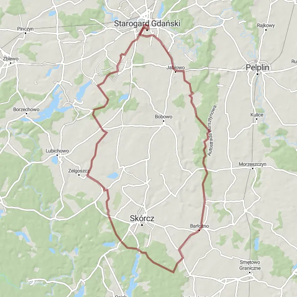 Miniatura mapy "Trasa Gravel Janowo - Starogard Gdański" - trasy rowerowej w Pomorskie, Poland. Wygenerowane przez planer tras rowerowych Tarmacs.app