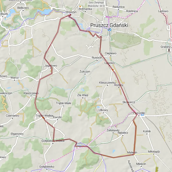 Miniatura mapy "Trasa rowerowa gravel do Kaczków" - trasy rowerowej w Pomorskie, Poland. Wygenerowane przez planer tras rowerowych Tarmacs.app